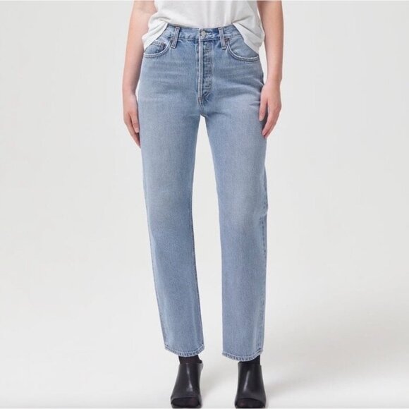 Agolde 90'S Pinch Waist High Rise Straight Jeans in Soundwave Size 24